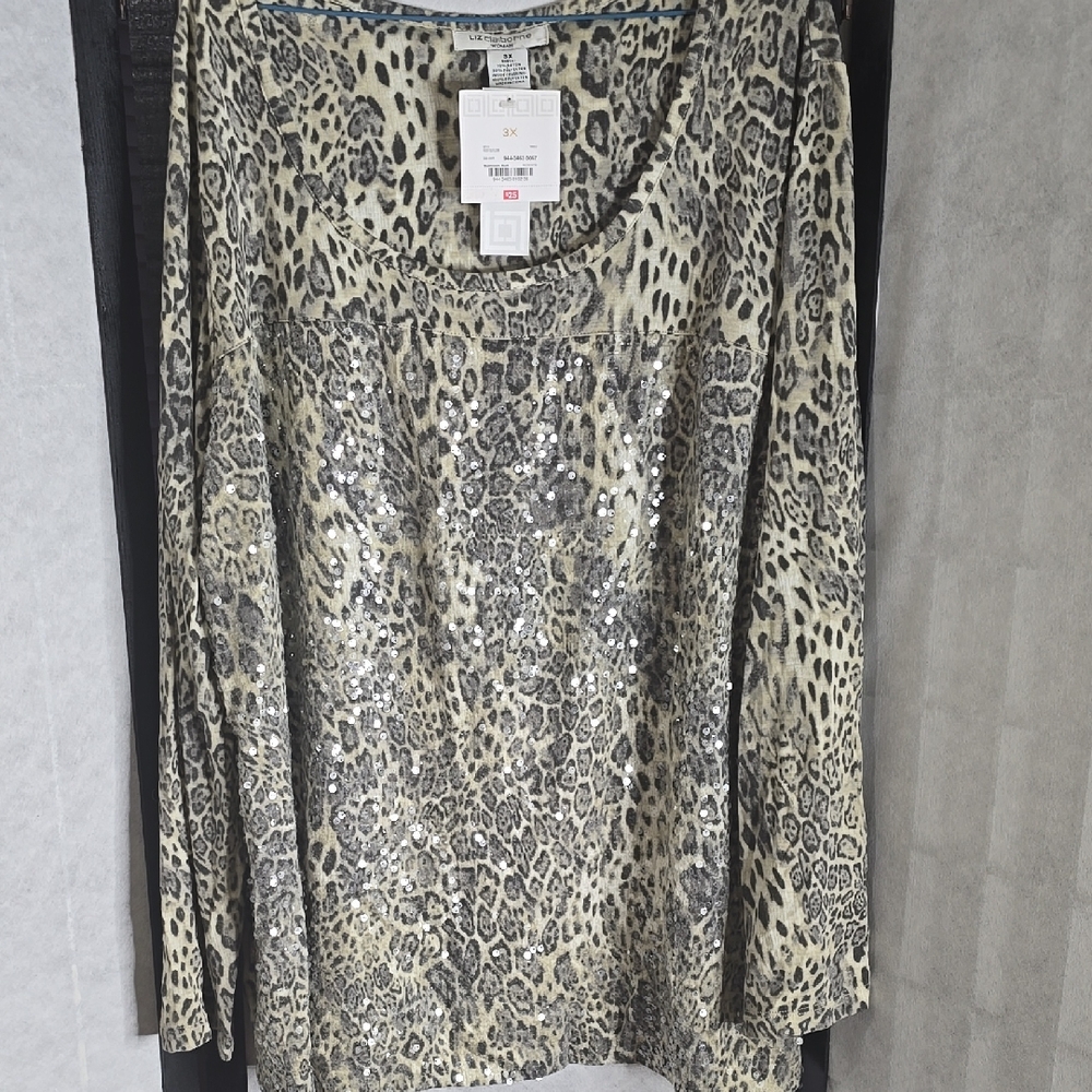 Leopard Print Sequin Top
